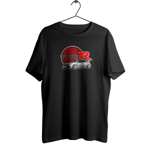 Type R Minimalist Tasarım Tişört – Siyah Zemin Üzerinde Güçlü Stil