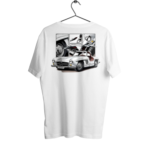 300SL Gullwing Arka Baskılı Tişört – Efsane Yeniden Yollarda